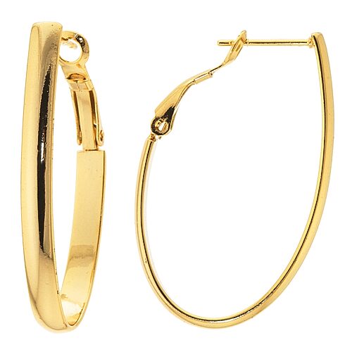 Silver Reflections Womens 24K Gold Over Brass 40mm Hoop Earrings, One Size, Gold