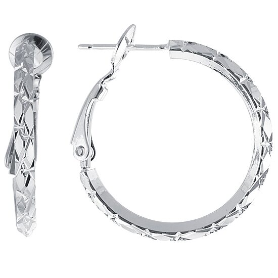 Silver Reflections Womens 26mm Hoop Earrings