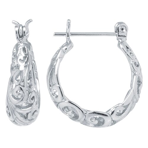 Silver Reflections Pure Silver Over Brass Hoop Earrings, One Size, Silver