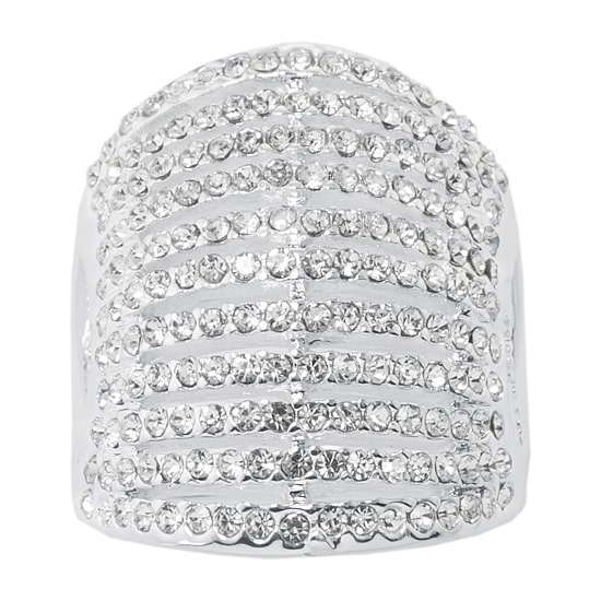 Sparkle Allure Womens Crystal Pure Silver Over Brass Dome Cocktail Ring