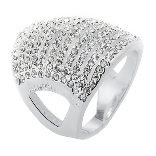 Sparkle Allure Womens Crystal Pure Silver Over Brass Dome Cocktail Ring