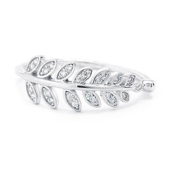 Silver Treasures Womens 2MM Cubic Zirconia Sterling Silver Band