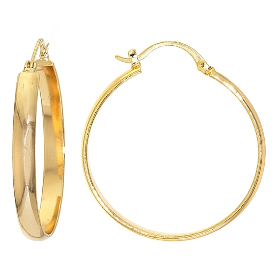 Silver Reflections Womens 24K Gold Over Brass 40mm Hoop Earrings