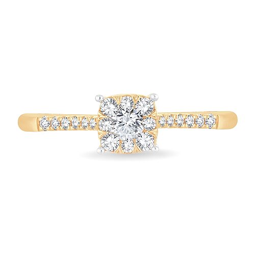 Modern Bride Womens 1/3 Ct. T.w. Natural White Diamond 10k Gold Cushion Engagement Ring In Yellow