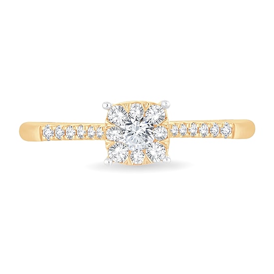 Womens 1/3 CT. T.W. Natural White Diamond 10K Gold Cushion Engagement Ring