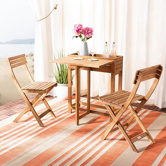 Safavieh Walten Patio Collection 3-pc. Bistro Set Folding