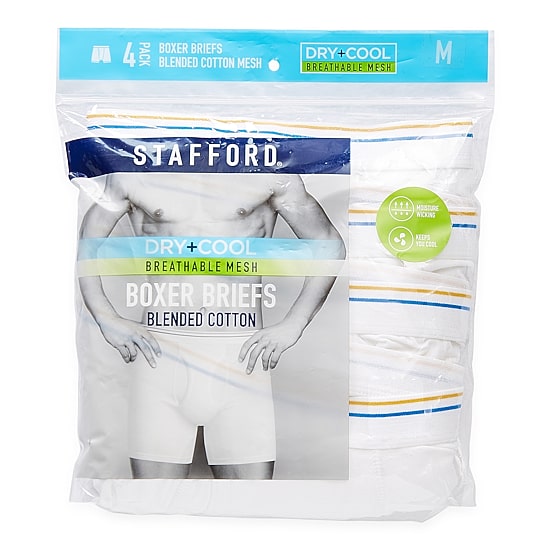 Stafford Dry + Cool Breathable Mesh Mens 4 Pack Boxer Briefs 302860