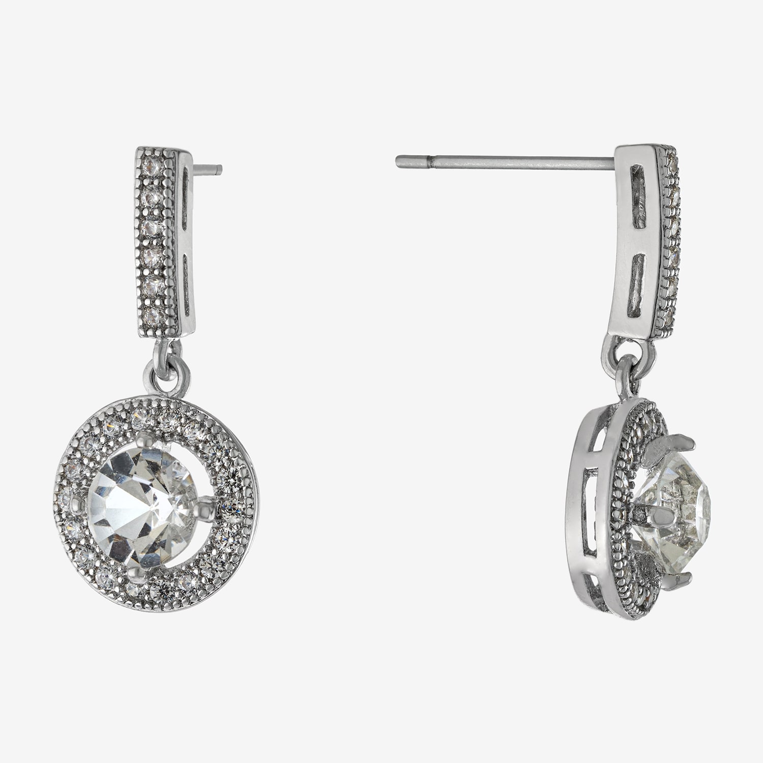 Sparkle Allure Womens Crystal Pure Silver Over Brass Drop Earrings