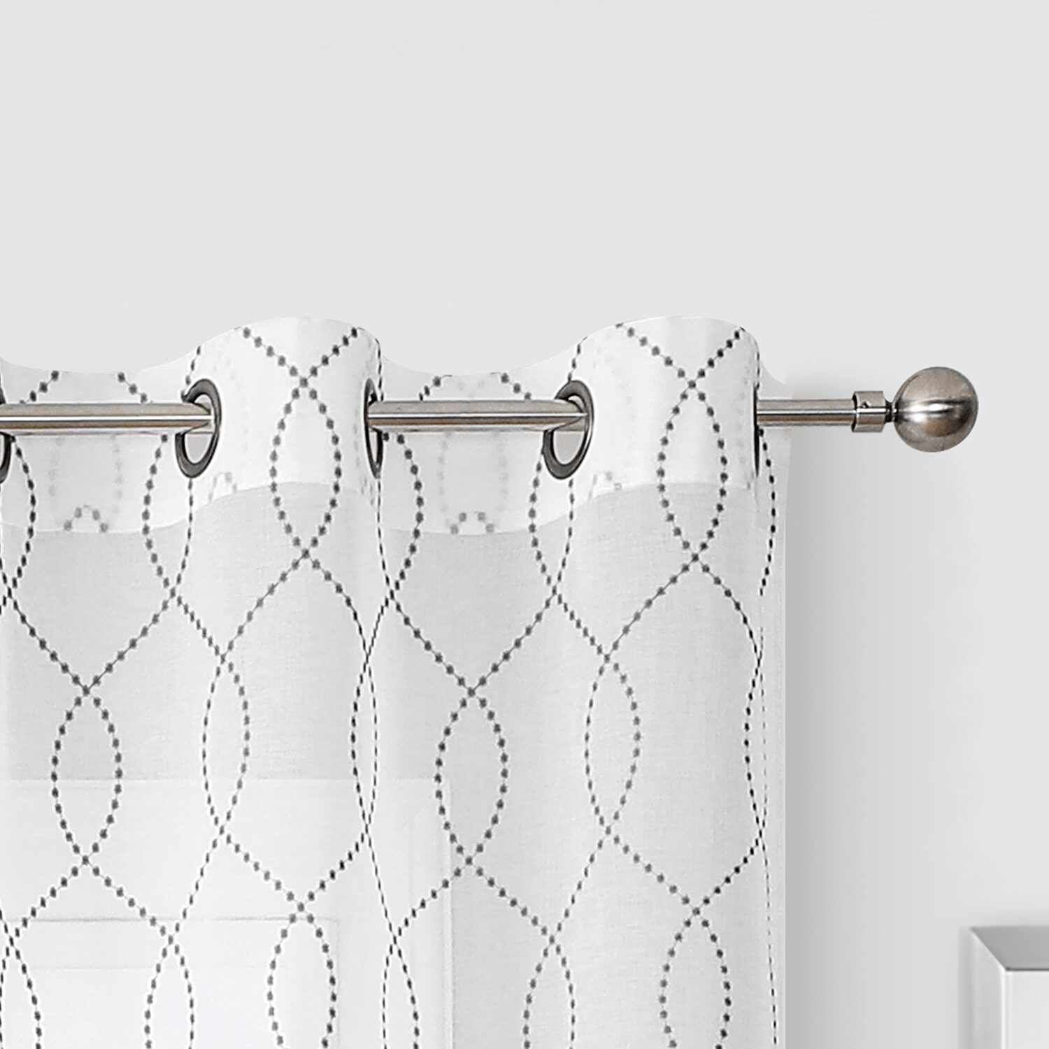 Regal Home Starbust Grommet Top Energy Saving Embroidered Sheer Set of 2 Curtain Panel