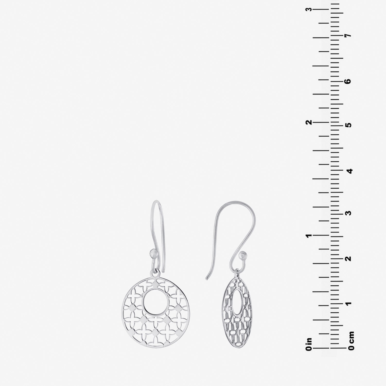 Silver Treasures Womens Sterling Silver Round Drop Earrings