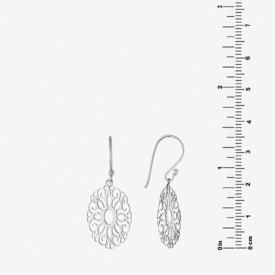 Silver Treasures Womens Sterling Silver Drop Earrings