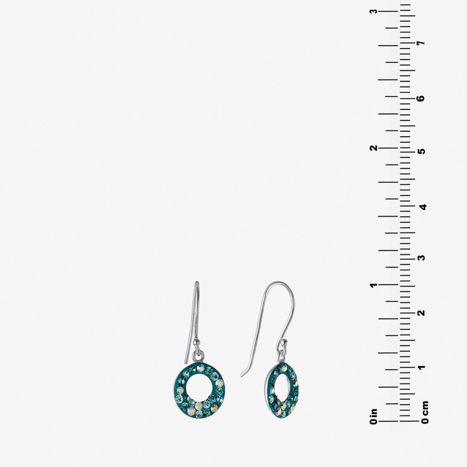 Silver Treasures Womens Blue Crystal Sterling Silver Round Drop Earrings
