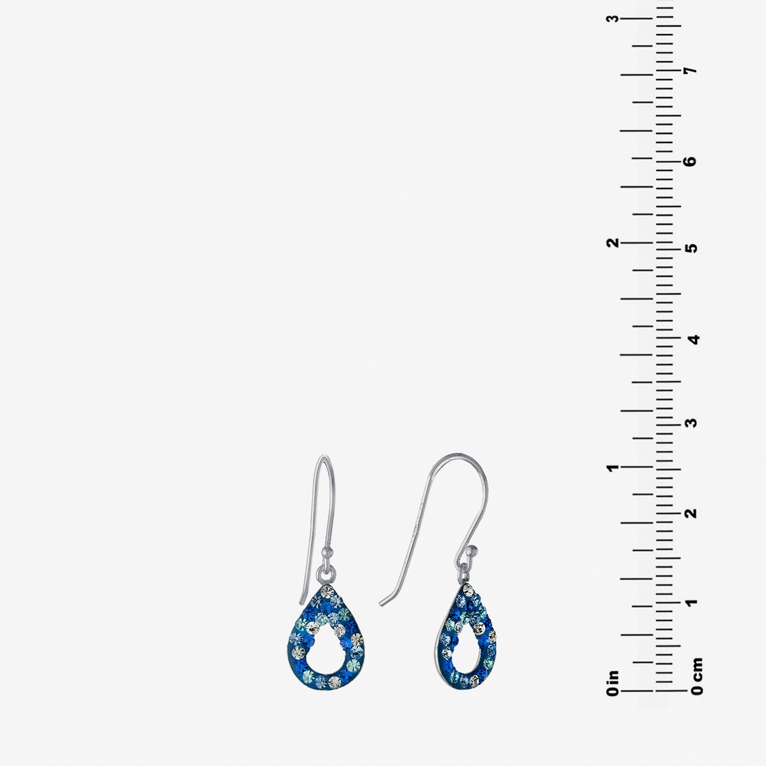 Silver Treasures Womens Blue Crystal Sterling Silver Oval Drop Earrings