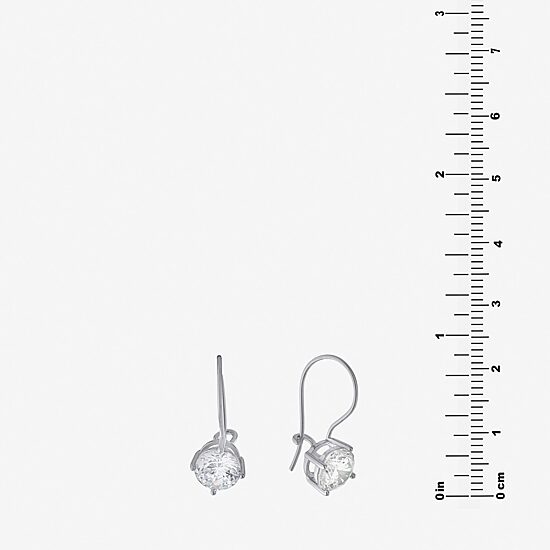 Silver Treasures Womens Cubic Zirconia Sterling Silver Round Drop Earrings