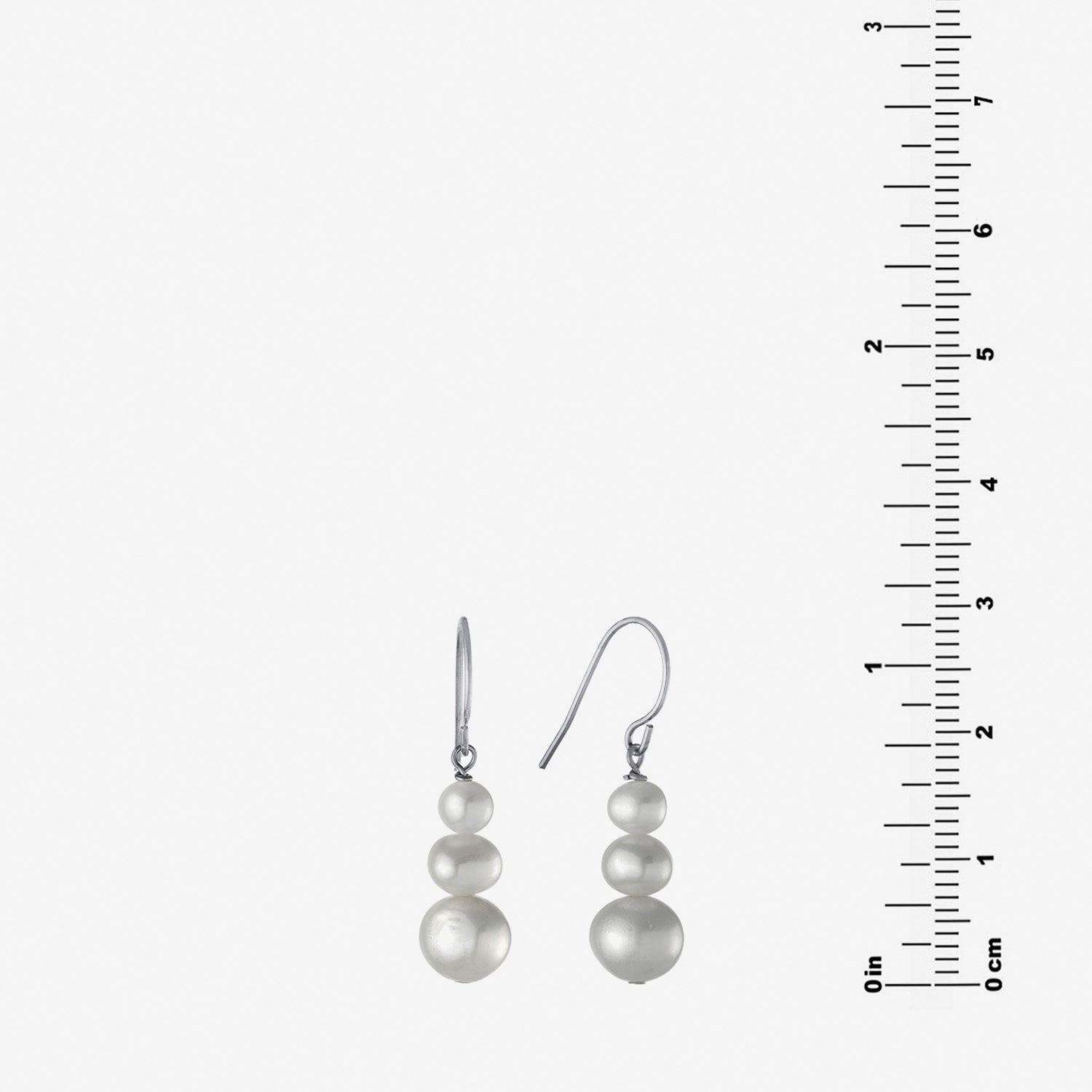 Silver Treasures Womens White Simulated Pearl Sterling Silver Drop Earrings