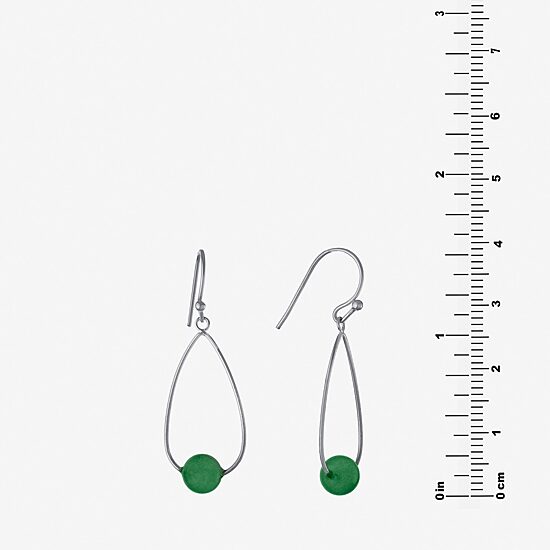 Silver Treasures Womens Green Aventurine Sterling Silver Drop Earrings
