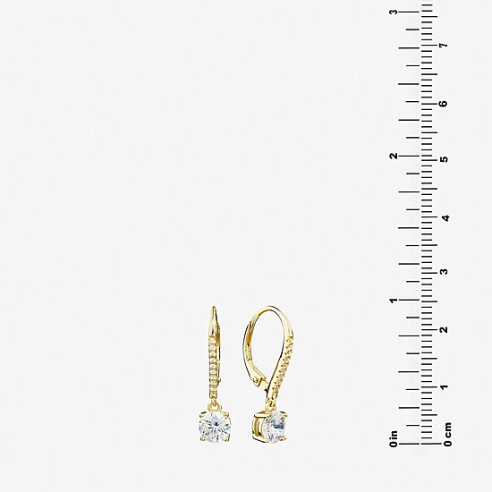 Silver Treasures Womens Cubic Zirconia 14K Gold Over Silver Drop Earrings