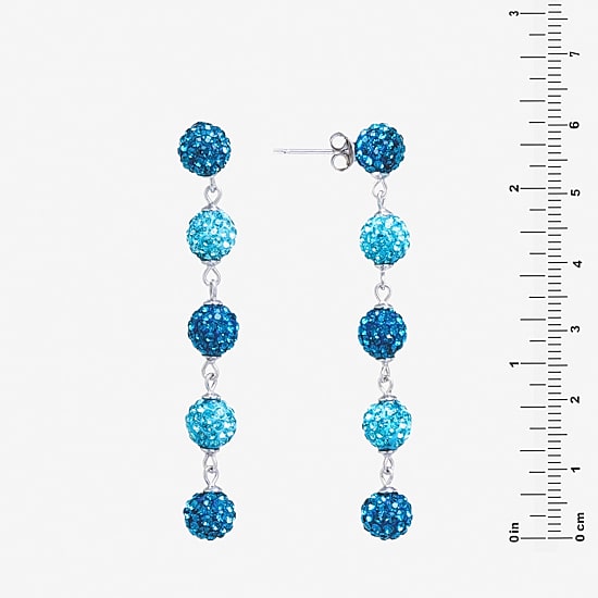 Sparkle Allure Womens Blue Crystal Pure Silver Over Brass Ball Drop Earrings