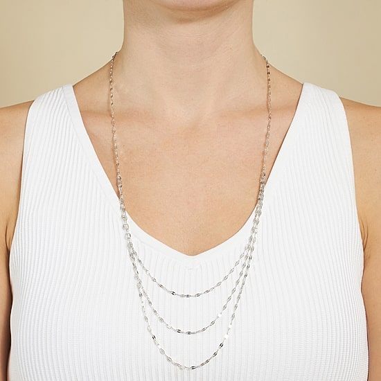 Silver Reflections Pure Silver Over Brass 25 Inch Valentino Chain Necklace