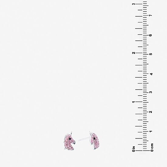 Silver Treasures Unicorn Pink Crystal Sterling Silver 10mm Stud Earrings