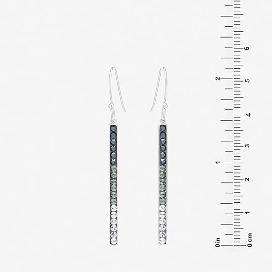Sparkle Allure Pure Silver Over Brass Blue Crystal Rectangular Drop Earrings