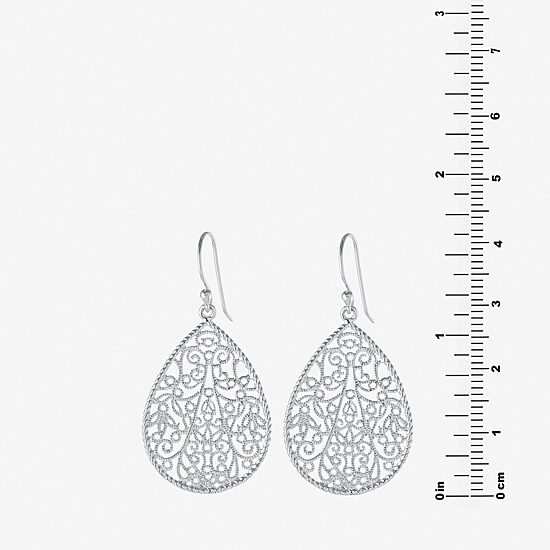 Silver Reflections Womens Pure Silver Over Brass Drop Earrings