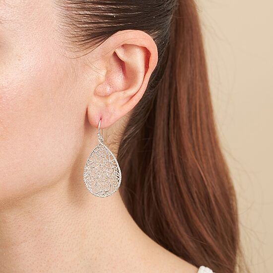 Silver Reflections Womens Pure Silver Over Brass Drop Earrings