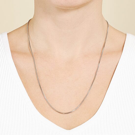 Silver Reflections Pure Silver Over Brass Box Chain Necklace
