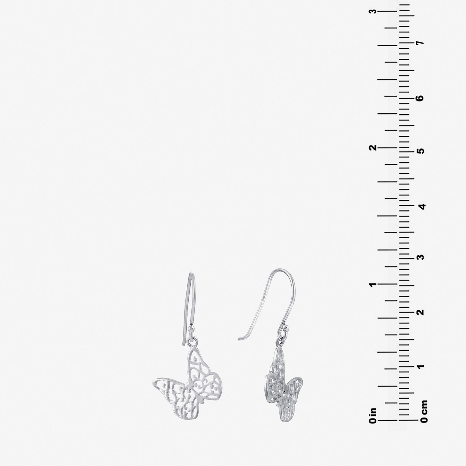 Silver Treasures Womens Sterling Silver Butterfly Drop Earrings
