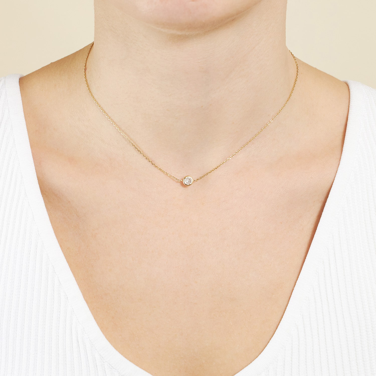Silver Treasures Womens Cubic Zirconia 24K Gold Over Silver Round 14 Inch Choker Necklace