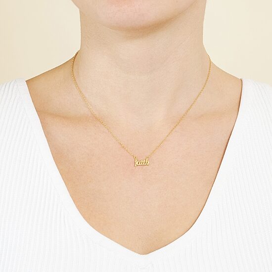 Silver Treasures Faith Womens 24K Gold Over Silver 16 Inch Pendant Necklace