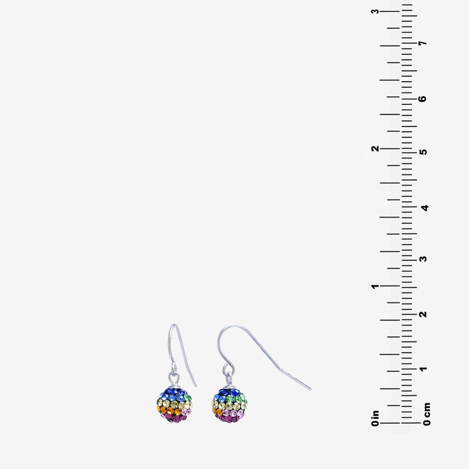 Silver Treasures Womens Multi Color Crystal Sterling Silver Ball Drop Earrings