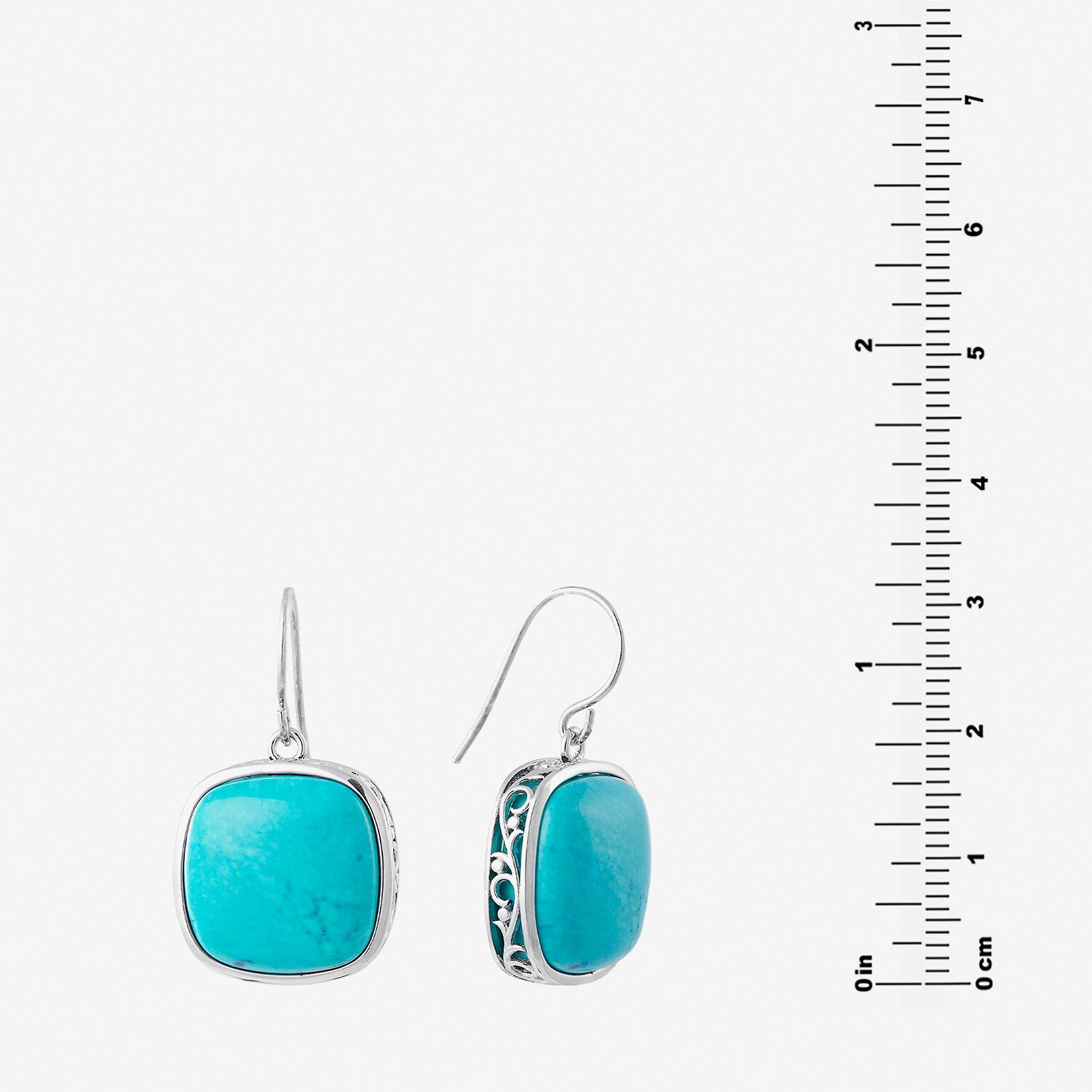 Sparkle Allure Genuine Stone Womens Blue Pure Silver Over Brass Square Drop Earrings