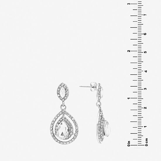 Sparkle Allure Womens Crystal Pure Silver Over Brass Drop Earrings