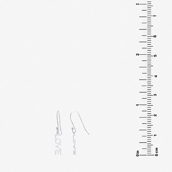 Silver Treasures Love Womens Sterling Silver Drop Earrings