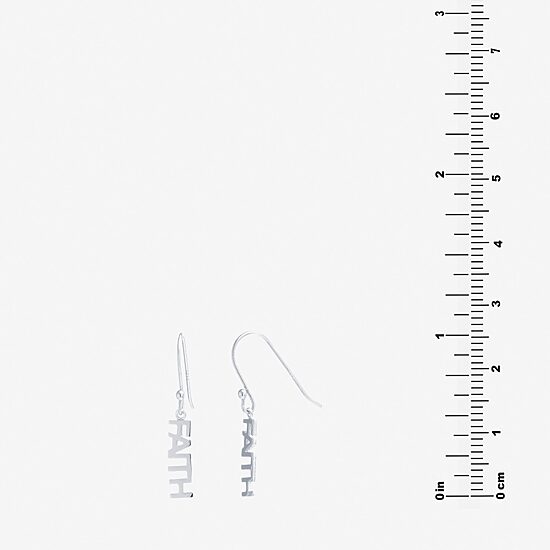 Silver Treasures Faith Womens Sterling Silver Drop Earrings