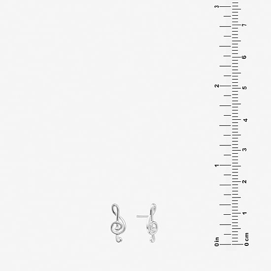 Silver Treasures Music Note Sterling Silver 12.7mm Stud Earrings