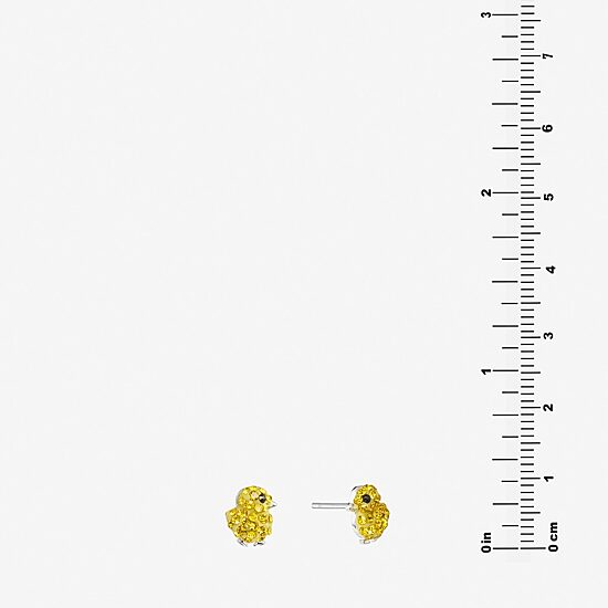 Silver Treasures Chicken Yellow Crystal Sterling Silver 8.1mm Stud Earrings