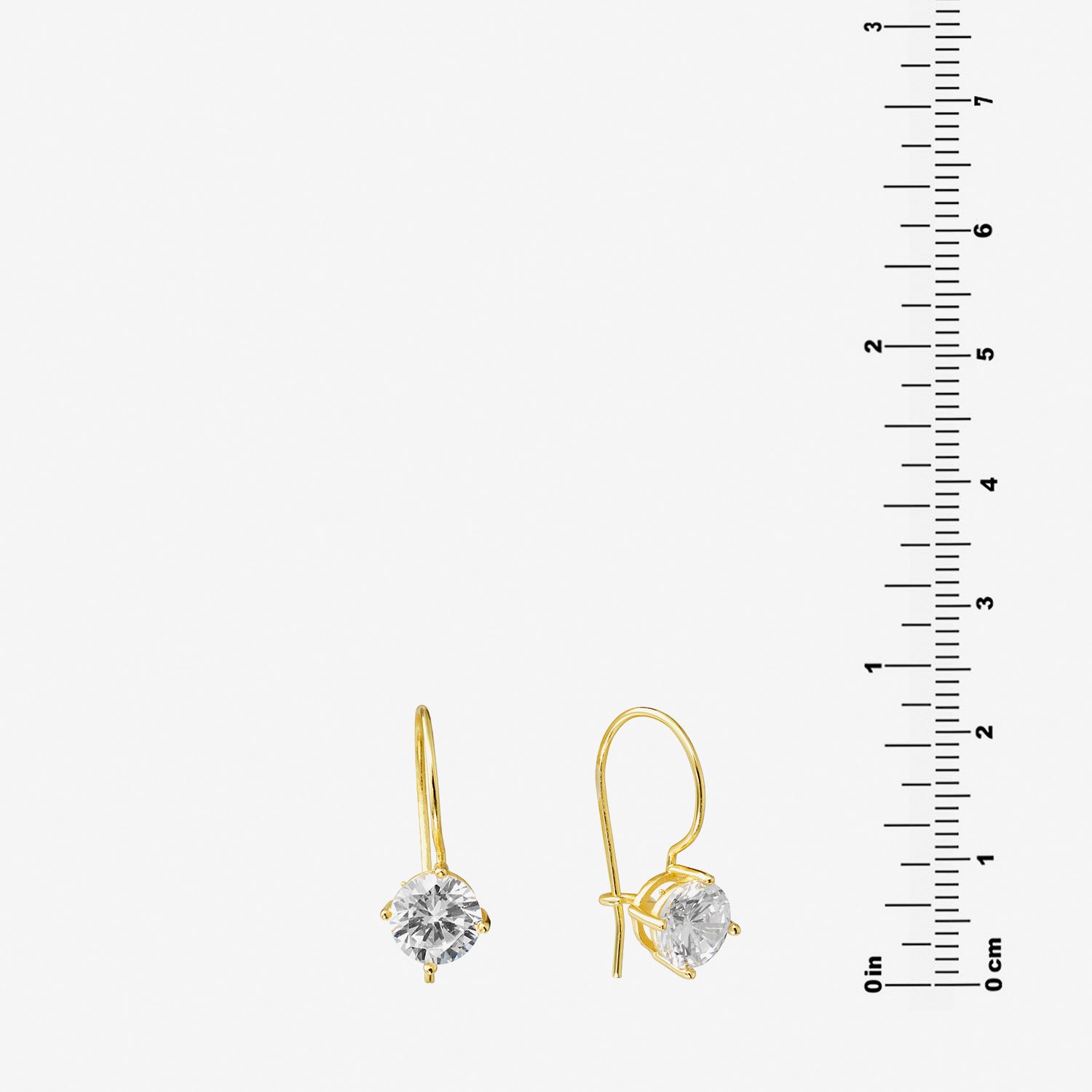 Silver Treasures Womens Cubic Zirconia 14K Gold Over Silver Round Drop Earrings
