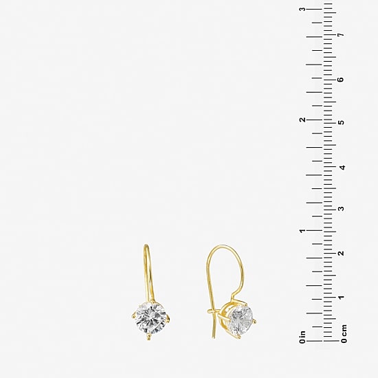 Silver Treasures Womens Cubic Zirconia 14K Gold Over Silver Round Drop Earrings