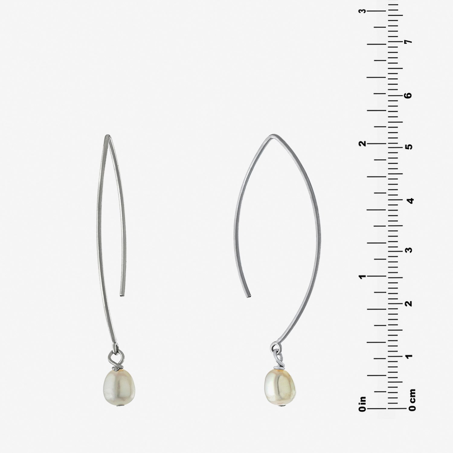 Silver Treasures Threader Womens White Cultured Freshwater Pearl Sterling Silver Drop Earrings