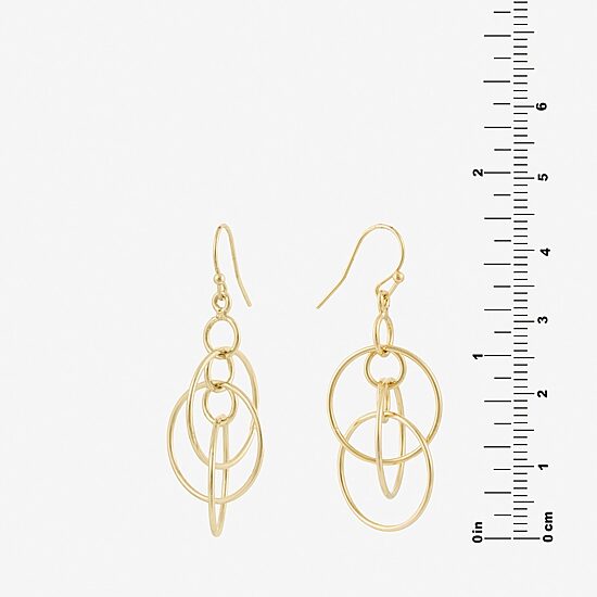 Silver Reflections 14K Gold Over Brass Drop Earrings