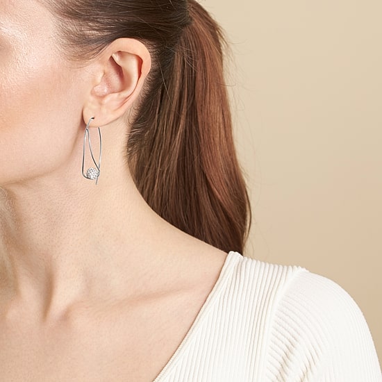 Sparkle Allure Threader Womens Crystal 40mm Hoop Earrings