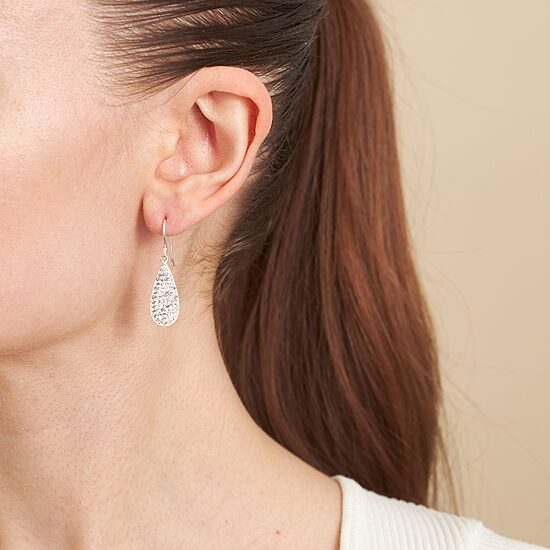 Sparkle Allure Womens Crystal Pure Silver Over Brass Drop Earrings