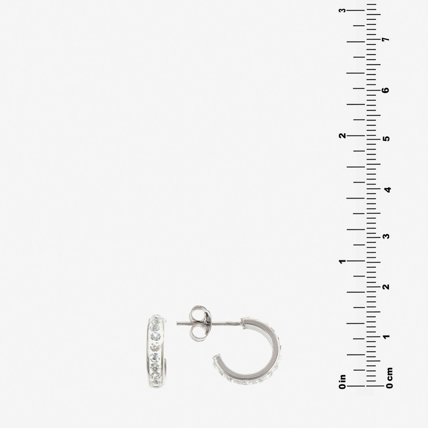 Silver Treasures Womens Crystal Sterling Silver 14mm Hoop Earrings