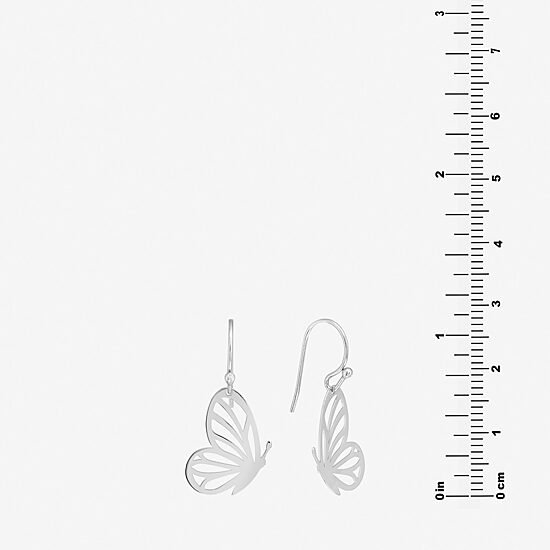 Silver Treasures Womens Sterling Silver Butterfly Drop Earrings