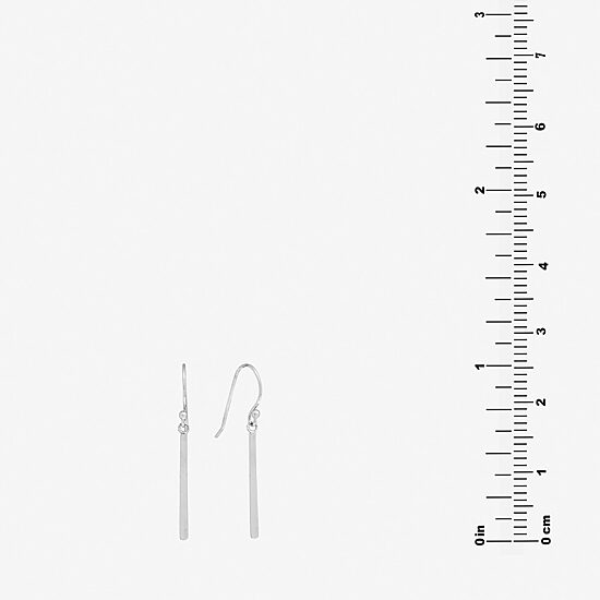 Silver Treasures Womens Sterling Silver Bar Drop Earrings