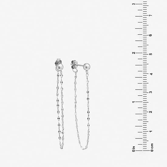 Silver Treasures Front And Back Chain Womens Sterling Silver Drop Earrings