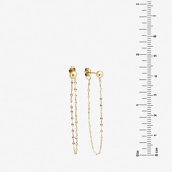 Silver Treasures Front And Back Chain Womens 14K Gold Over Silver Drop Earrings