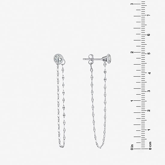 Silver Treasures Cubic Zirconia Sterling Silver Drop Earrings